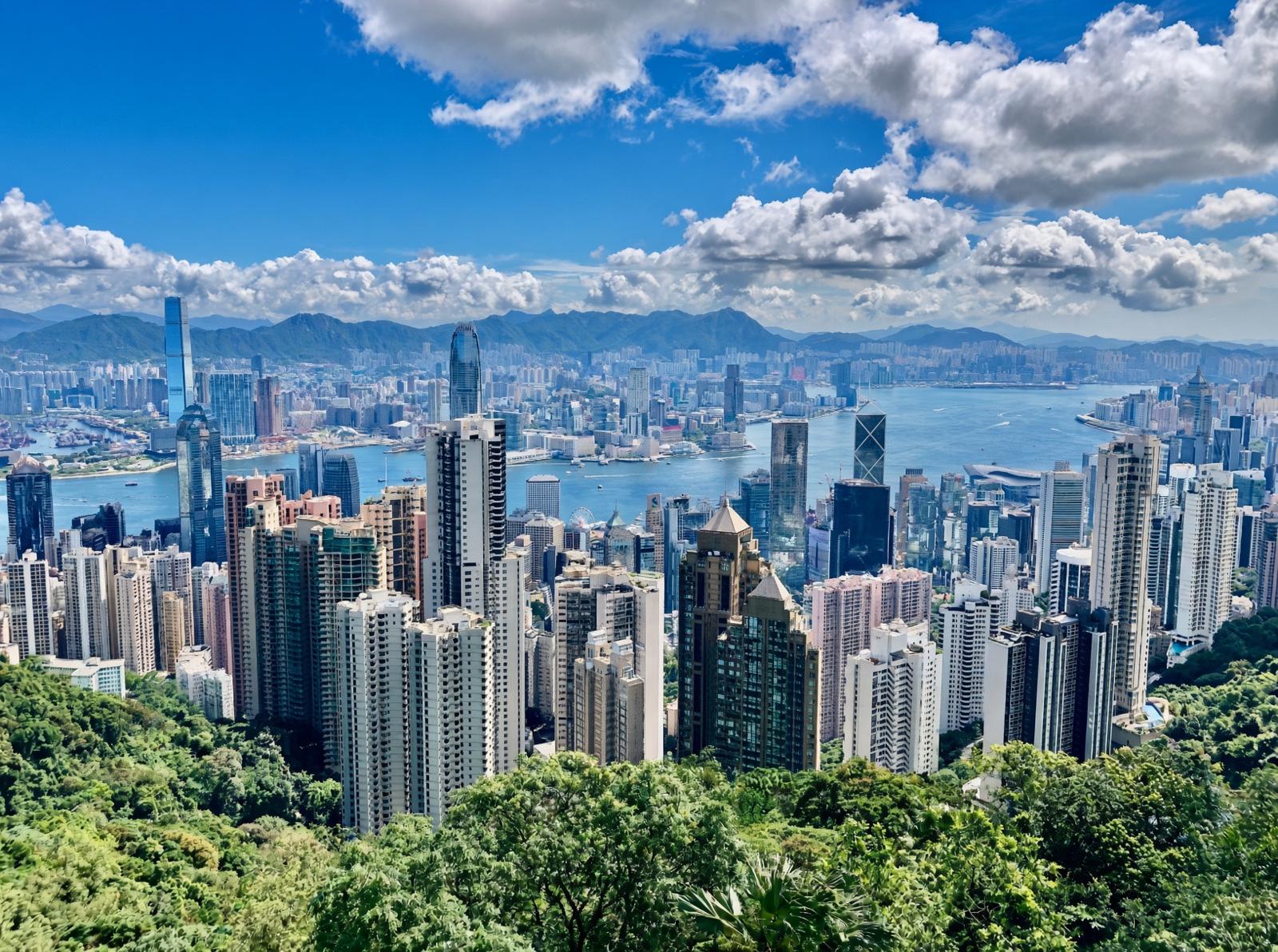 Hong Kong skyline and Victoria Harbour seen from above